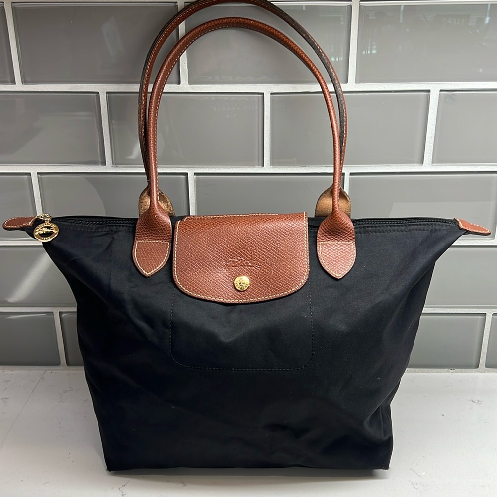 Longchamp Black and Brown Tote Bag